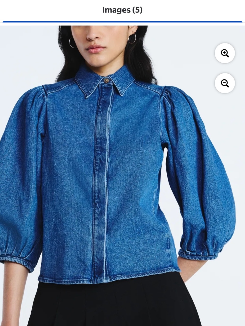 Scoop denim 3/4 puff sleeve shirt
Medium wash - Picture 1 of 6